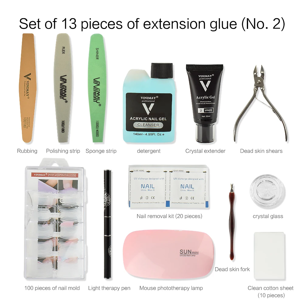 Vinimay Poly gel Set Private label 6pcs Slip Solution Nail Tips File Nail Extension Building Gel 15g Acrylic gel kit