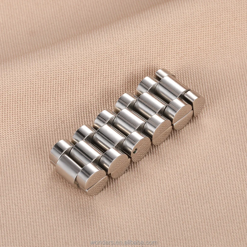 Metal Watch Band Platinum COLOR Solid Stainless Steel Watch Band Straps Rings for Men Women