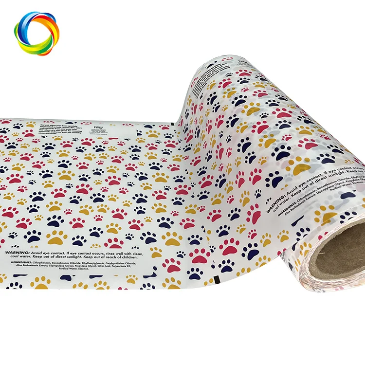 New Best Price Printed PET PE Laminated Animals Dog Cat Pet Wet Wipes Plastic Packaging Film In Roll