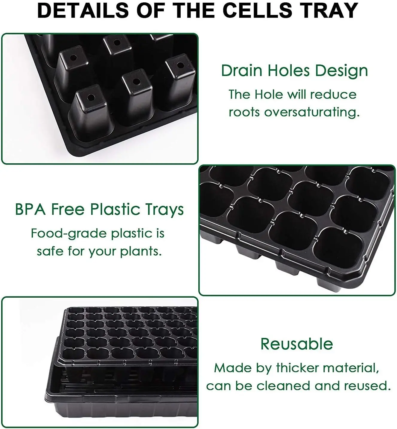 China Manufacturer Garden Propagation Tray Plant Seed Starter Tray with Dome Base Plastic Seedling Tray Nursery Planting