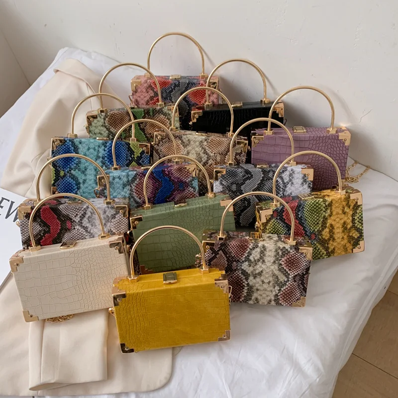 Сумка-тоут женская из змеиной кожи, сумочка кросс-боди, упаковочная коробка для ювелирных изделий, вечерний клатч