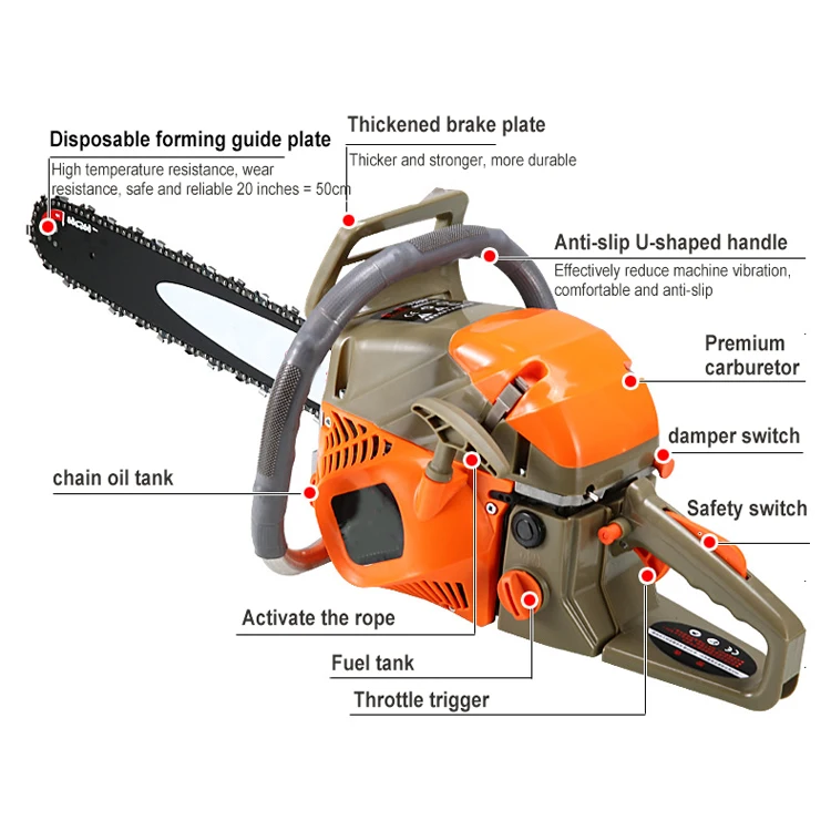 58cc Gasoline Chain Saw Petrol Chainsaw with CE GS Certifications