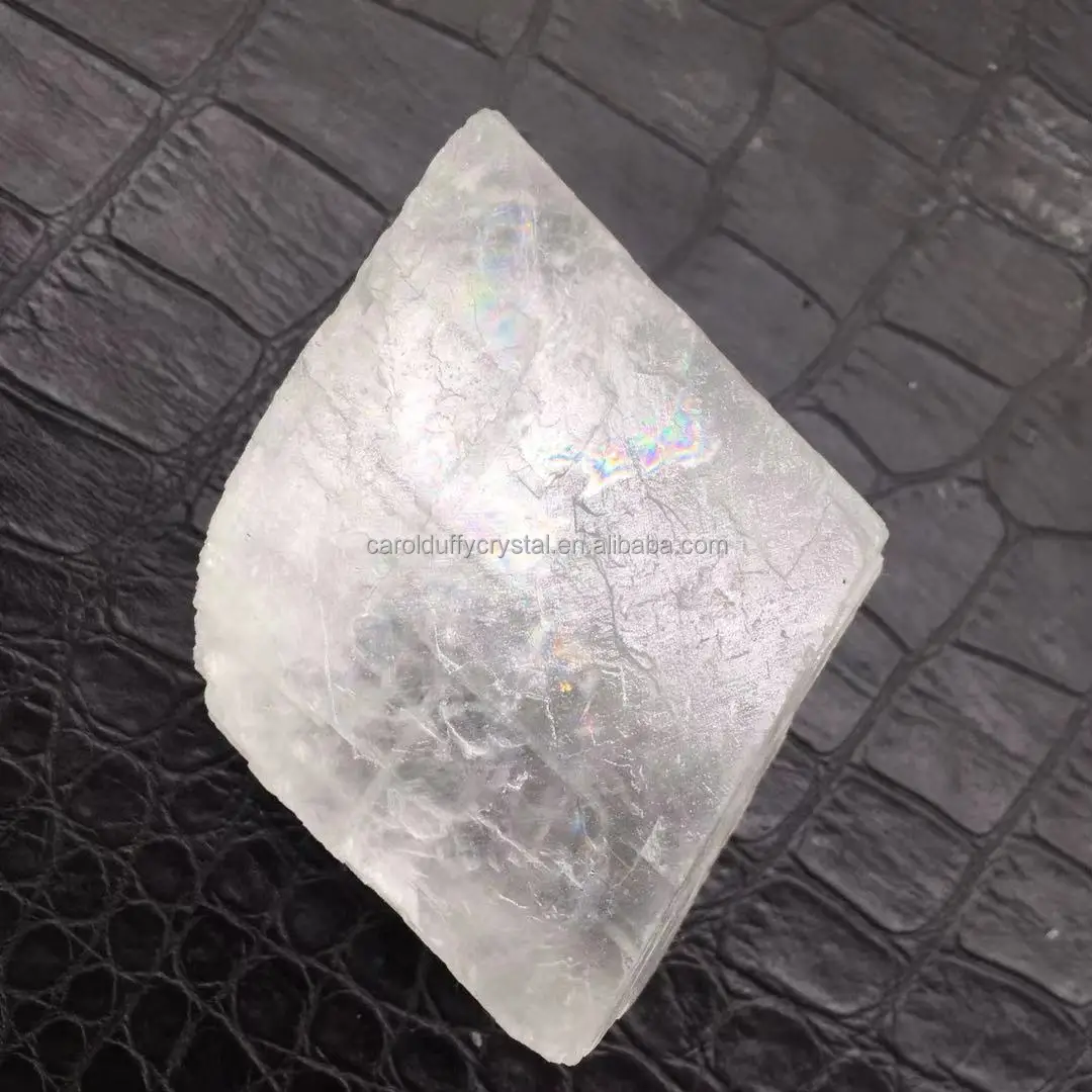 Wholesale Natural crystal quartz cube stone white rainbow Calcite Rough Stone Optical Calcite