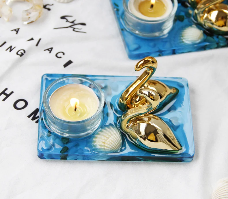 Mediterranean Style Simple And Light Luxury Flamingo Ceramic Home Decoration Candle Holder