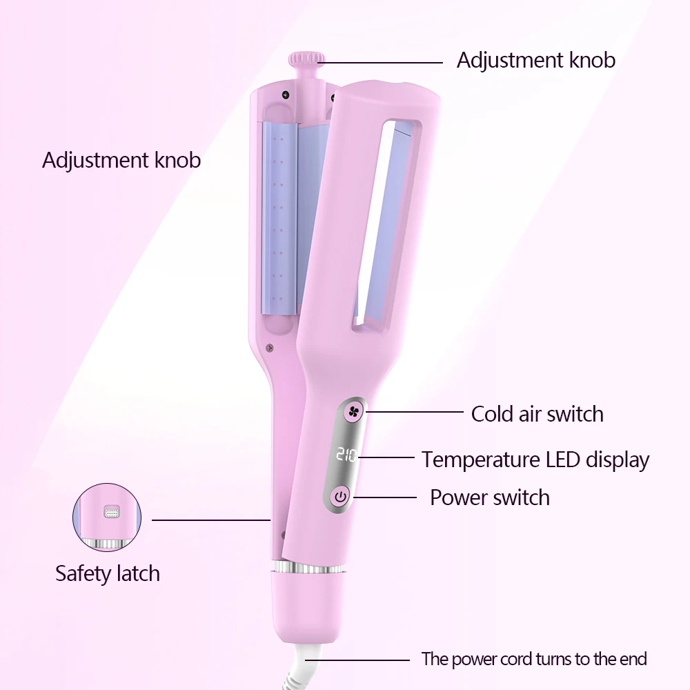 bedazzled temperature control tapered barrel automatic led adjustivble waver custom color portable curling iron