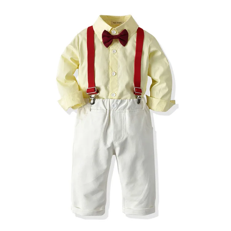 
Boys Formal Clothing Sets Shirt + tie + suspender trousers baby boys gentleman suit kid boy clothes set 