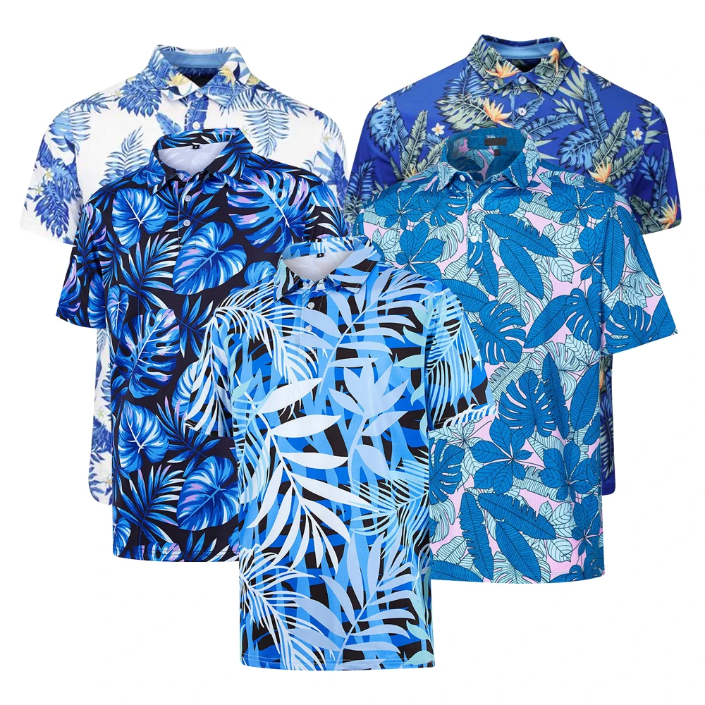 Golf Clothing Custom Pattern Polo T-shirt Polyester Spandex 4 Way Stretch Milk Silk Quick Dry High Quality Mens Golf Polos