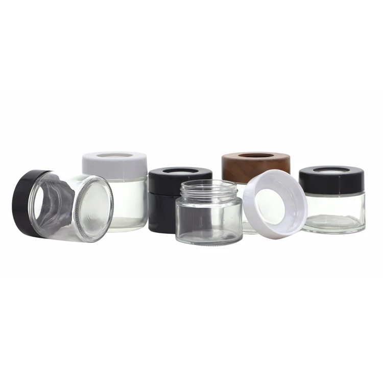 Transparent Storage Glass Jar Magnifying Light Stash Flower Container window lid Jar with Magnifying Lid