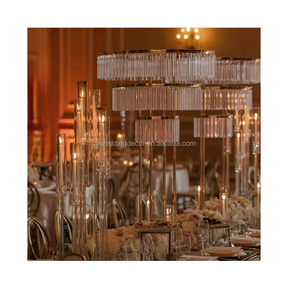 4Foot Wedding Gold stainless with Crystal Ceiling Wedding table centeprice Flowers stand decoration event party