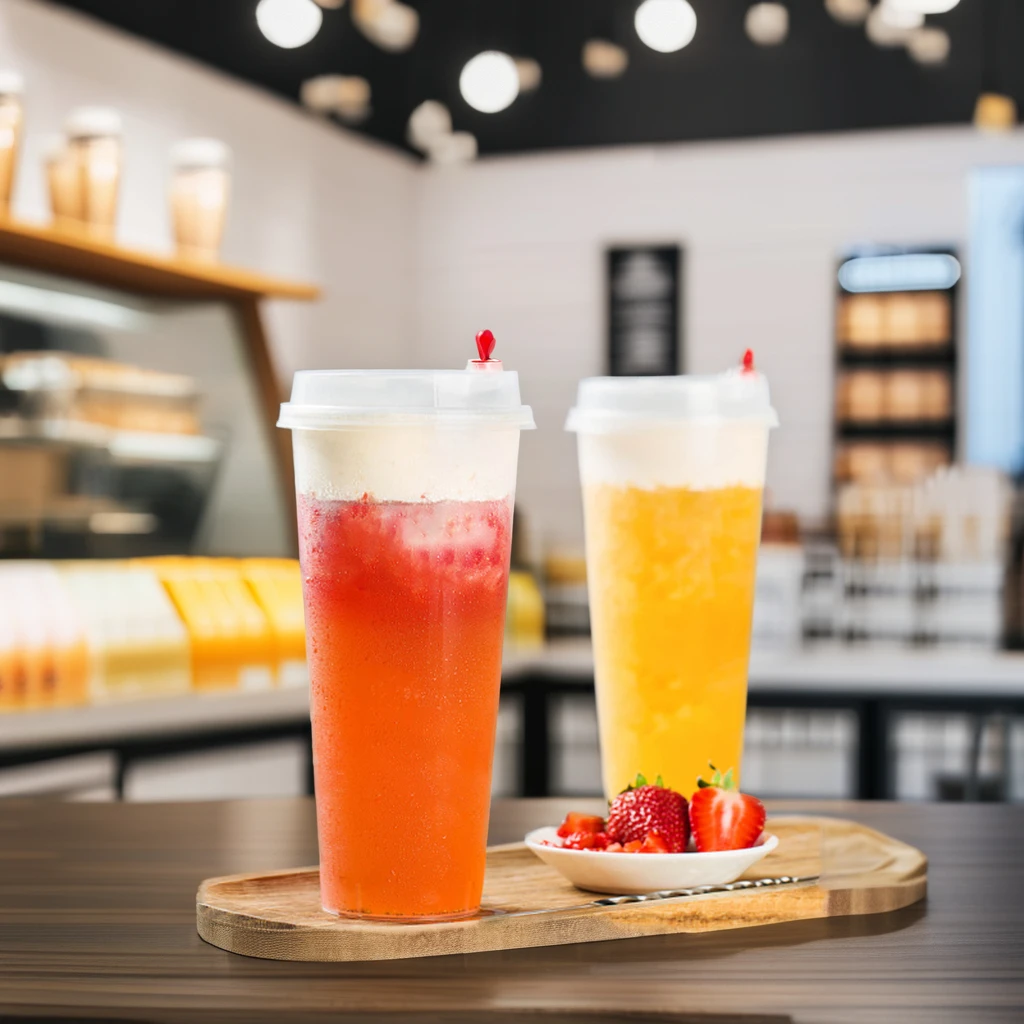 AT PACK Custom Disposable Reusable Bubble Tea Plastic Cups With Lids for Personalization Logo 16oz 24oz Frosted PP