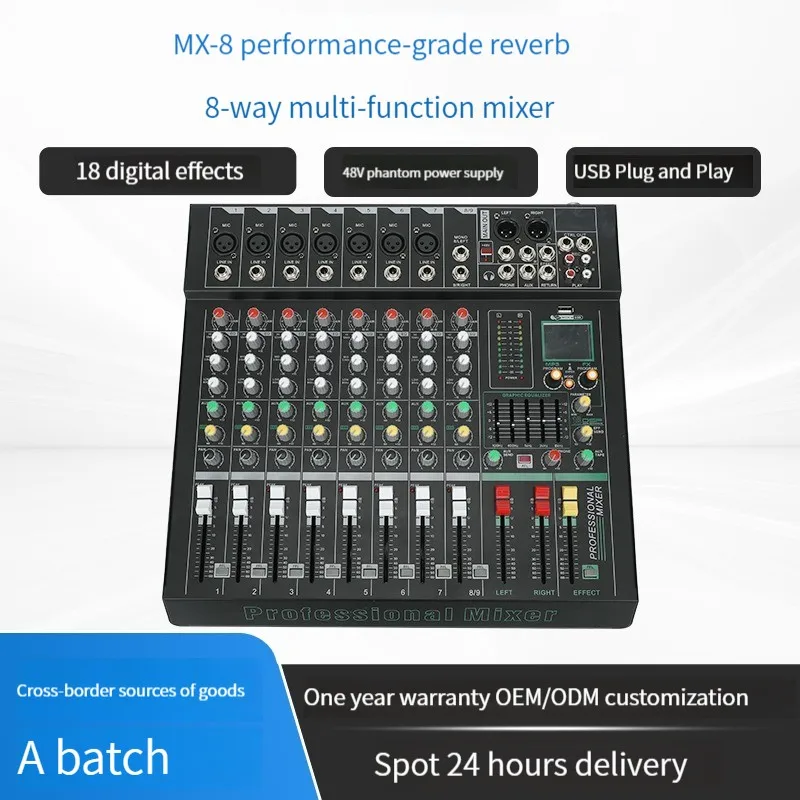 TEBO MX8 8 channels studio usb blueteeth  audio mixer home party dj controller mixing