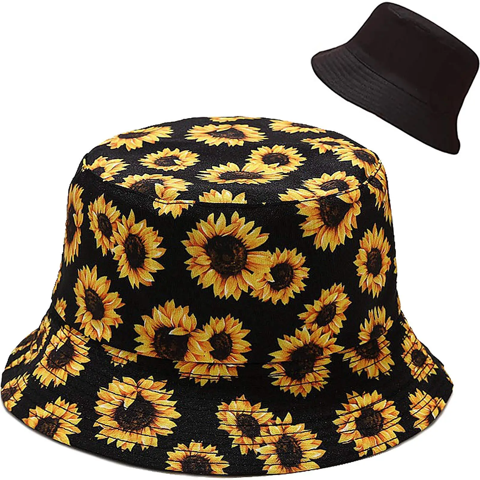MADESHINE Custom Design Women Men Winter Fisherman Rainbow Reversible Vibrant Sunflower Printed Bucket Hat