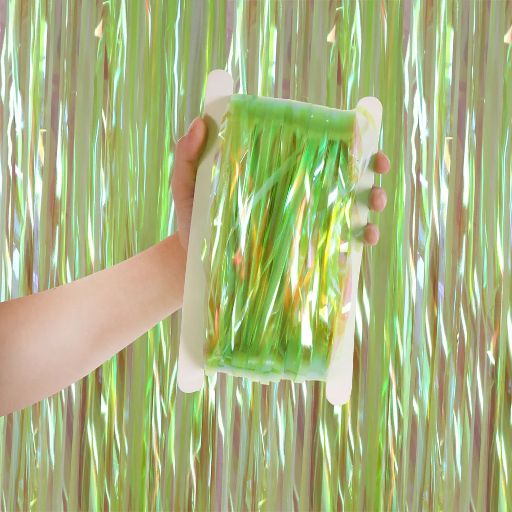 1*3M Foil Curtain For Party Decoration Background Layout Tassel Fringe Curtain Shining Colorful Metallic Fringe Curtain