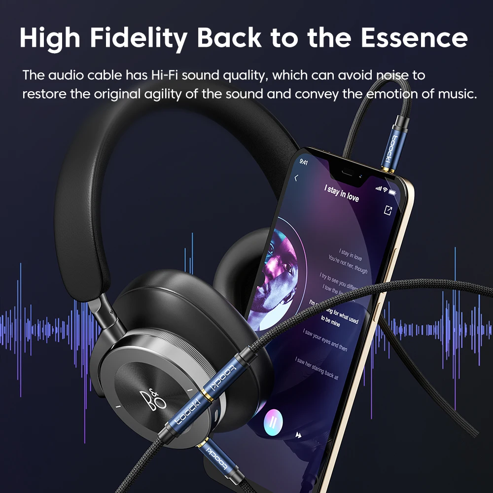 Toocki Best Seller 0.5m 1m 2m 3m 5m Aux Cord Headphone Audio Jack Cable Auxiliary Cable 3.5mm Male to Female Aux Cable