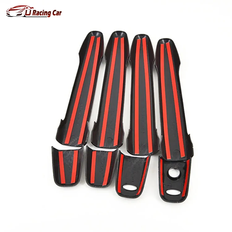 1 Hole And 2 Smart Carbon Fiber  Car Decoration Door Handle Protection StickersCover Tirm  For Mitsubishi Lancer 2009-2016