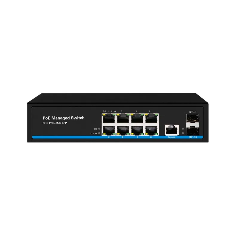 Управляемый 8 портов 1000 Мбит/с PoE сетевой коммутатор с 2 RJ-45 uplink (POE0802M)