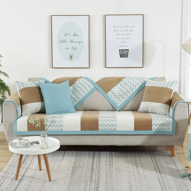 i@home nordic style 4 seasons universal striped sofa towel non-slip chenille fabric sofa cover