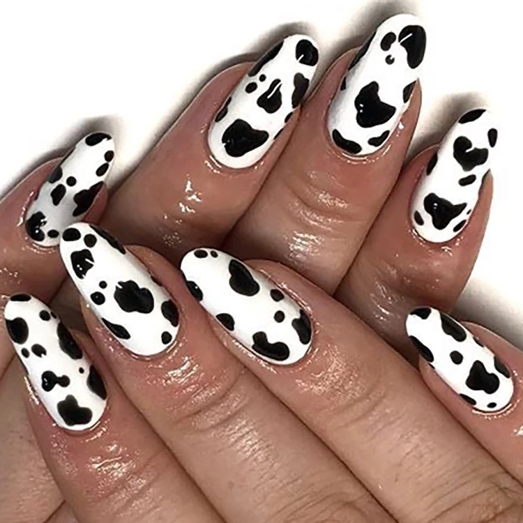 Senboma wholesale round  cow  Salon false nails colorful press on nails