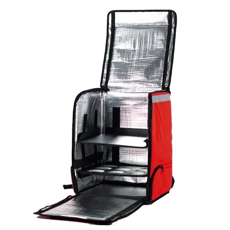 With Reflective strip Plastic Feet food delivery bag heavy duty thermal bags for food delivery backpack thermal with cup holder