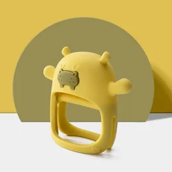 100% Food Grade Silicone Cartoon Animal Design Hippo Baby Hand Teether Soft Teething Mitt Toys