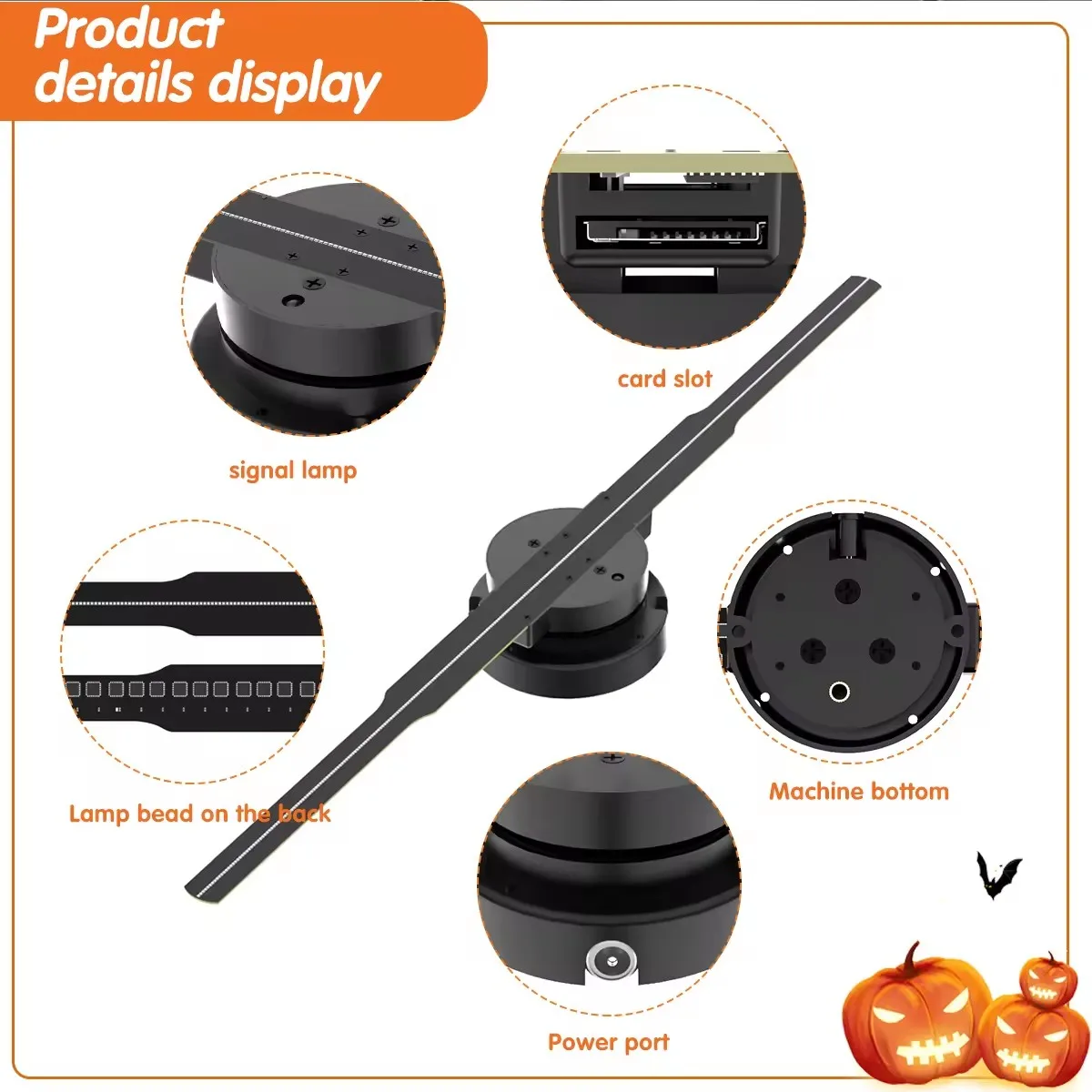 45cm 3D Hologram Projector LED Fan Animated Advertising Equipment with 1-Year Warranty SD Card Support Rotating Display