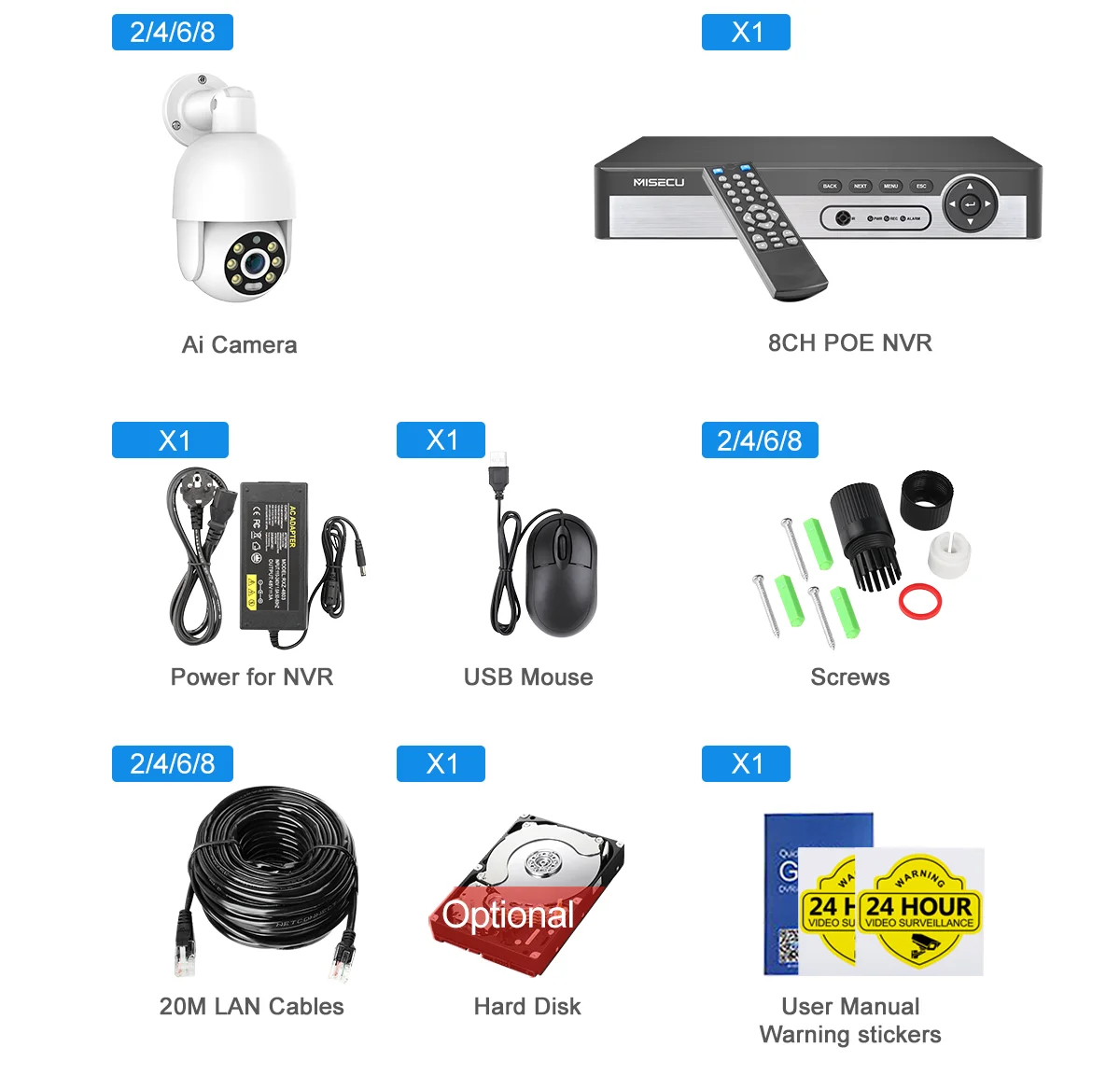 8CH 8MP Newest H.265 Cctv Camera System Nvr 8Mp Camera Ip Day And Night Dome Poe Camera System