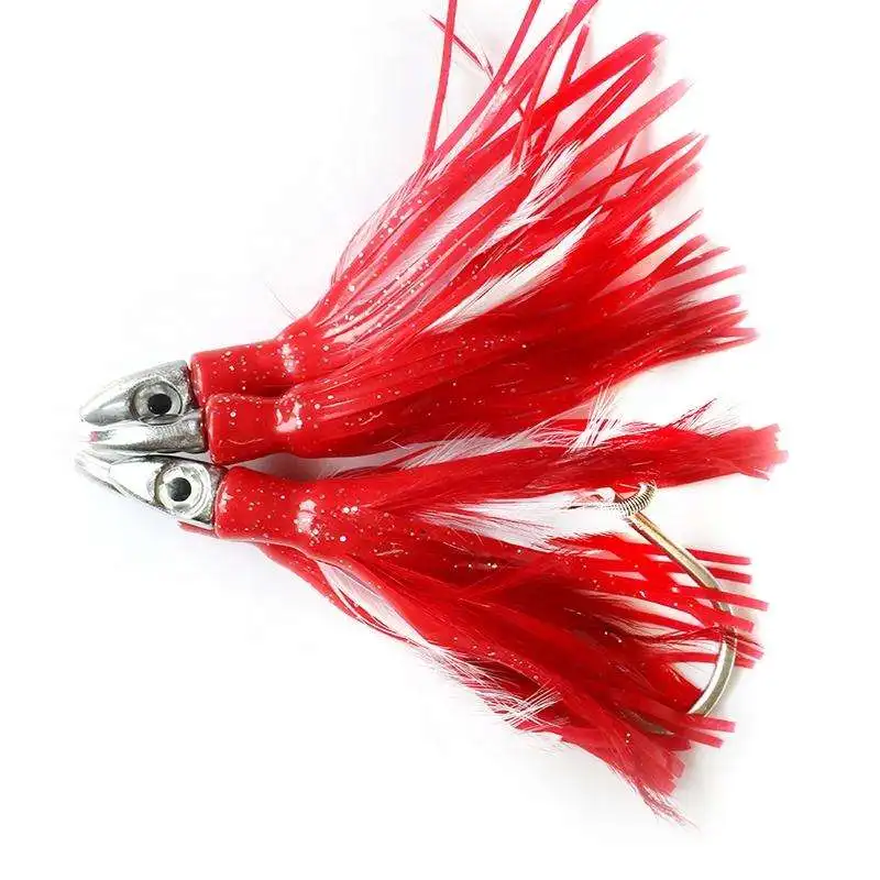 Rigged Feather Skirts Saltwater Fishing Lure Tuna fishing Squid Bird Offshore spreader bar fishing