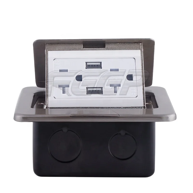 stainless steel pop up ground socket  floor outlets outlet box us type with usb 20A/stainless steel floor receptacle
