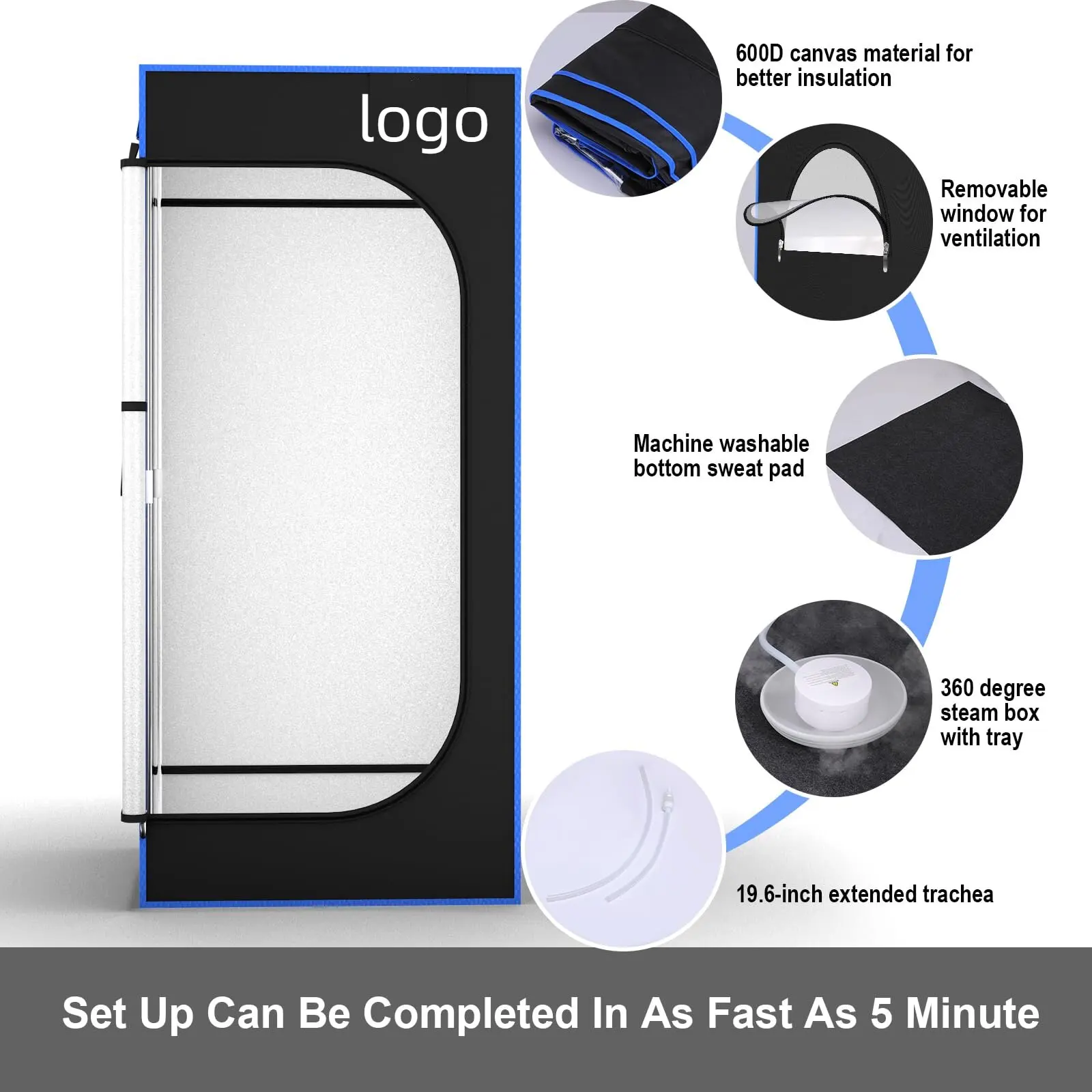 Full Size  Sauna Capsule Portable Steam Room 2.6L Steam Foldable Wet Sauna Room SPA Whole Body Steam Sauna Tent