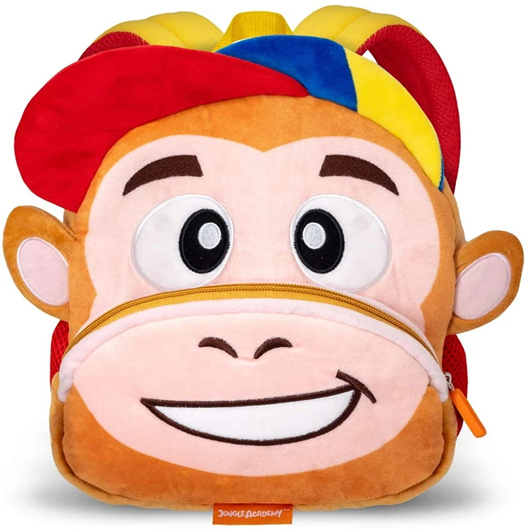 Wholesale  Lovely Red Cartoon School Bag  Plush toys Animal Backpack for kids  Monkey Bee Duck Gift doll