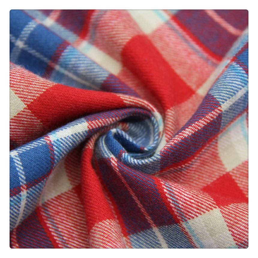 21s 100 cotton flannel yarn dyed woven 150-180gsm yarn dyed plaid checks flannel fabric for coats
