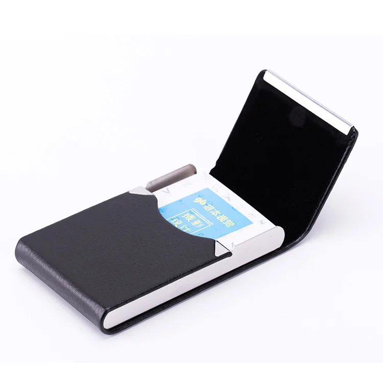 Wholesale Promotion Gift Fashion PU Leather Business Card Holder Case Custom Metal Card Holder