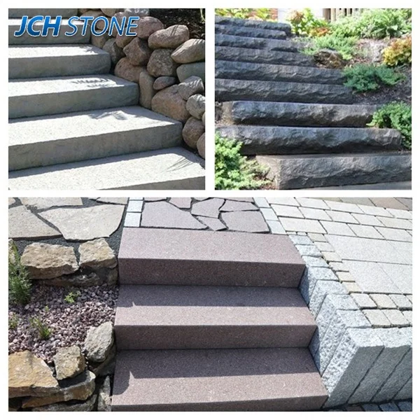 Outdoor solid granite steps stone blocks stairs