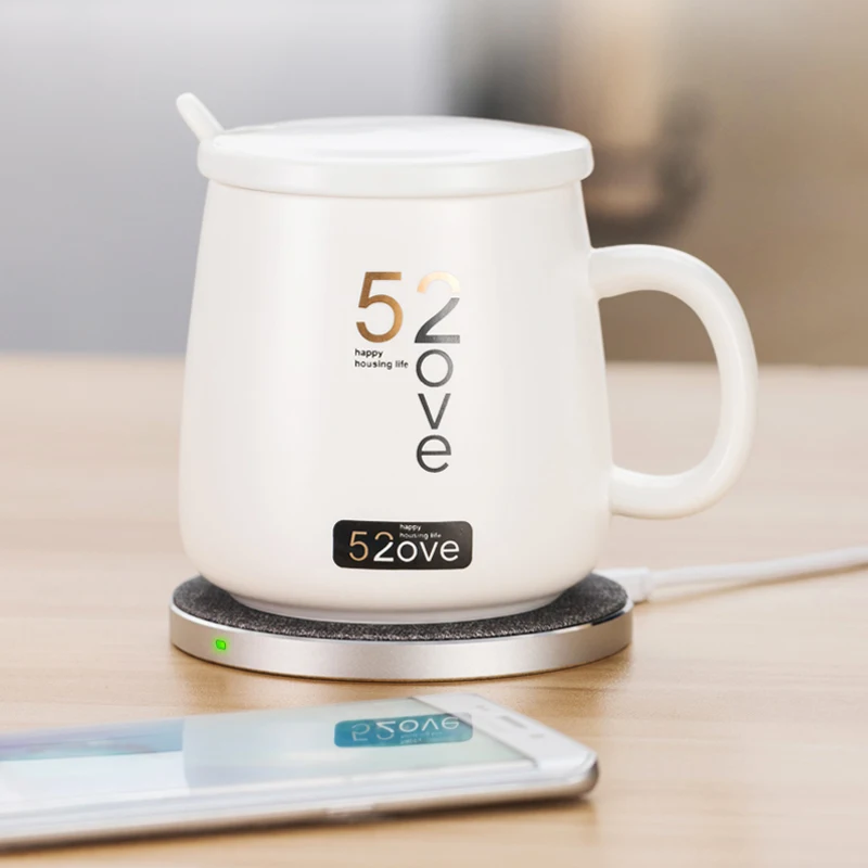 Multifunction self heating coffee cup with wireless mobile charging desktop coffee mug warmer constant heated