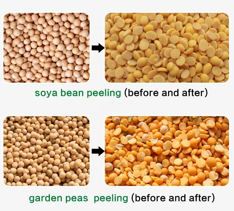 Dry way splitting chick pigeon green pea peeling machine