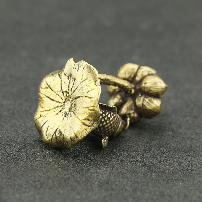 Retro copper lotus leaf reflux incense ornaments brass lotus incense holder incense rack