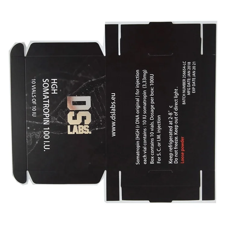 VB-337 Custom made box logo silver foil printing pharmaceutical packaging hgh 191aa growth hormone hgh vial box