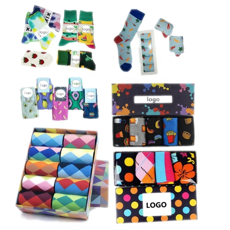 Wholesale High Quality Winter Socks Cotton Custom Jacquard Crazy  Dress Socks Colorful Festival Funny Women Crew Happy Socks Men