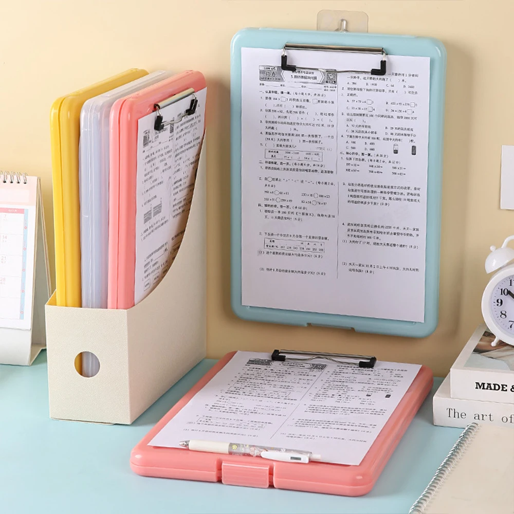 New Promotional Eco-friendly Slim Plastic Clip board with Portable Storage paper Organizer Nursing Clipboard for office supplies