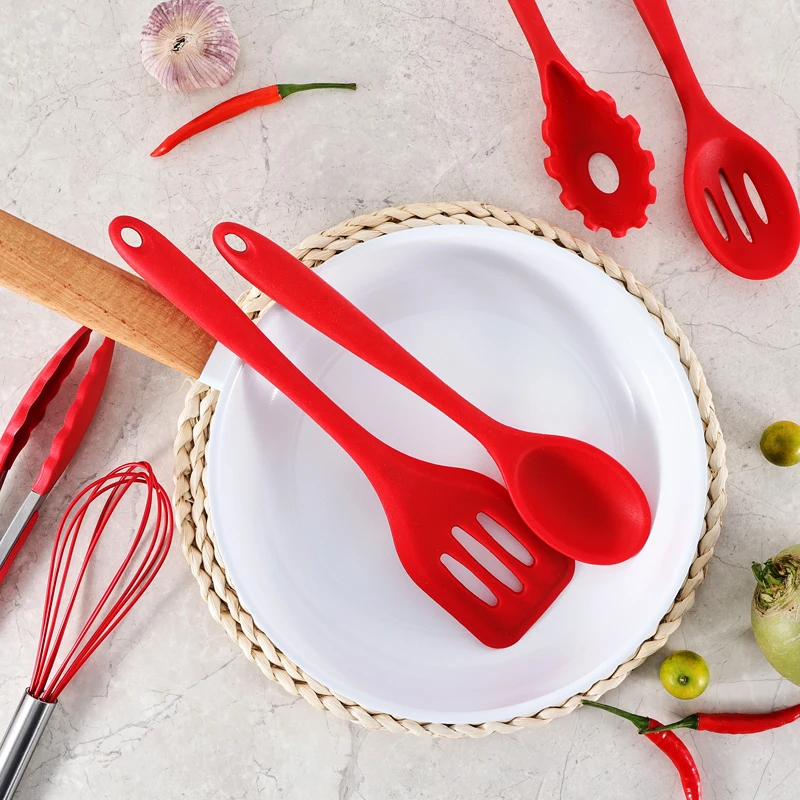 Wholesale Kitchen Utensils 10pcs Silicone Cooking Scrapers And Spatulas Accessories Set