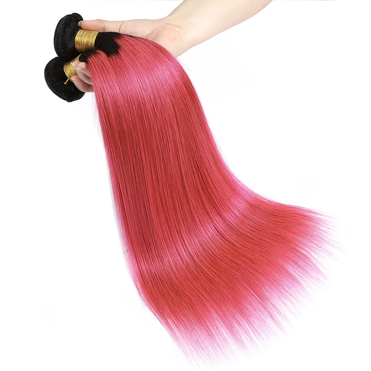 Ombre 1b/Pink# Straight Products Virgin Brazilian Hair, Wholesale Malaysian Virgin Hair