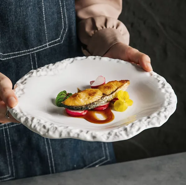 Элегантный винтажный завтрак кухня ужин салат десертная тарелка для свадебного ресторана Высококачественная белая