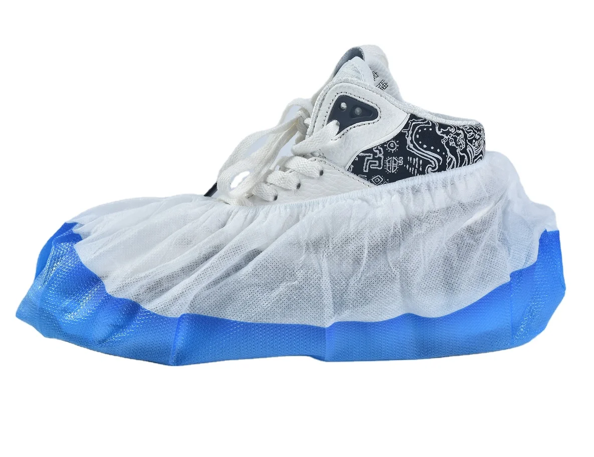 Dropshipping 46cm Larger Size Waterproof Anti Slip 50 Pcs Heavy Duty Fit All Shoe Size PP Non Woven+ CPE Shoe Cover Overshoes