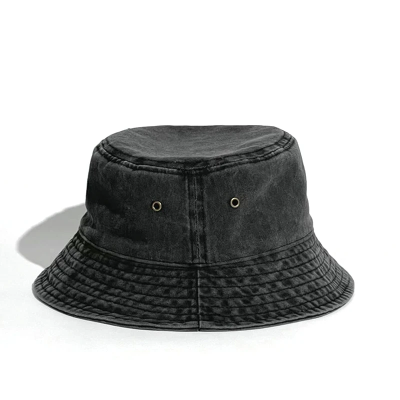 Рыбацкий хлопок, винтажная потертая объемная 3d вышивка логотипа, джинсовый дизайн на заказ, ваша собственная Панама