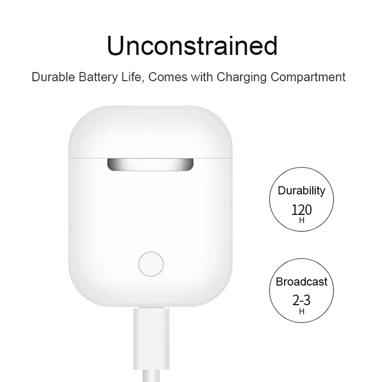 Original high quality in-ear earbuds i12 smart touch true wireless headset earphone with charging box tws mini headphone