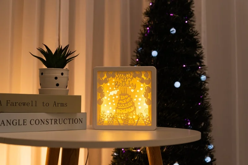 Paper Cut Light Box 3D Shadow Box Frame Wall Art Led Night Light Shadow Box paper carving light