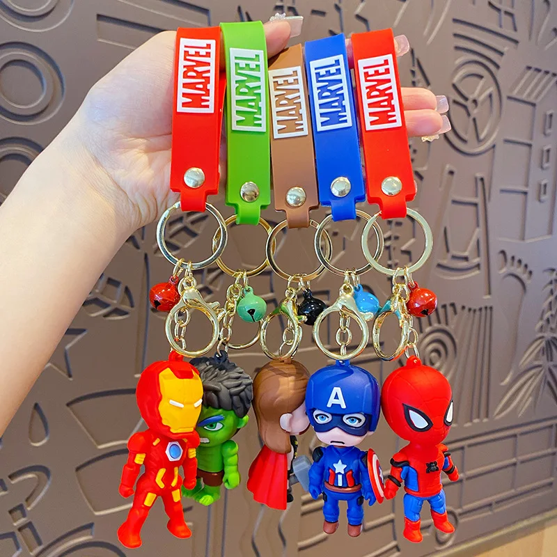 Hot Sale PVC 3D Lovely Cartoon Spider Man captain america avengers toy Hero Hulk Thor pendant marvel figure car key chain