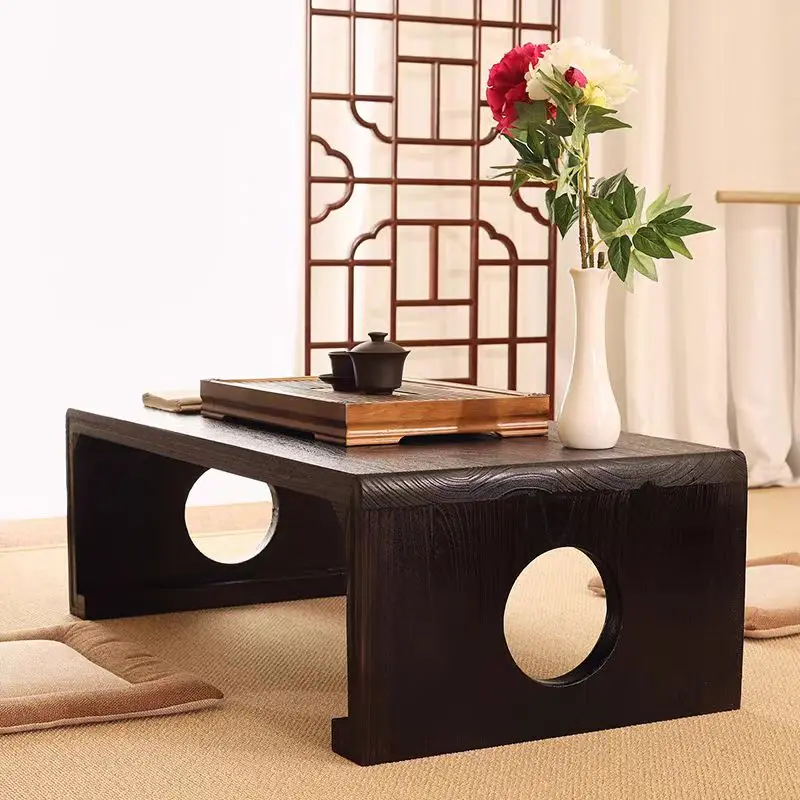 Custom Logo Solid Wood Japanese Tea Table Set Tatami Style Coffee Table and Accessories