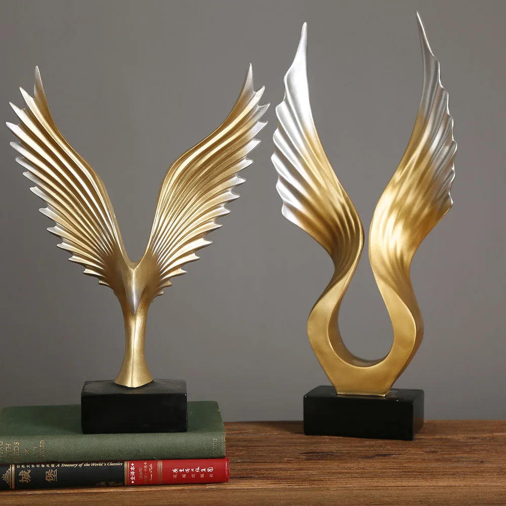 creative hotel club art office resin bird wings abstract figurine ornaments decorations