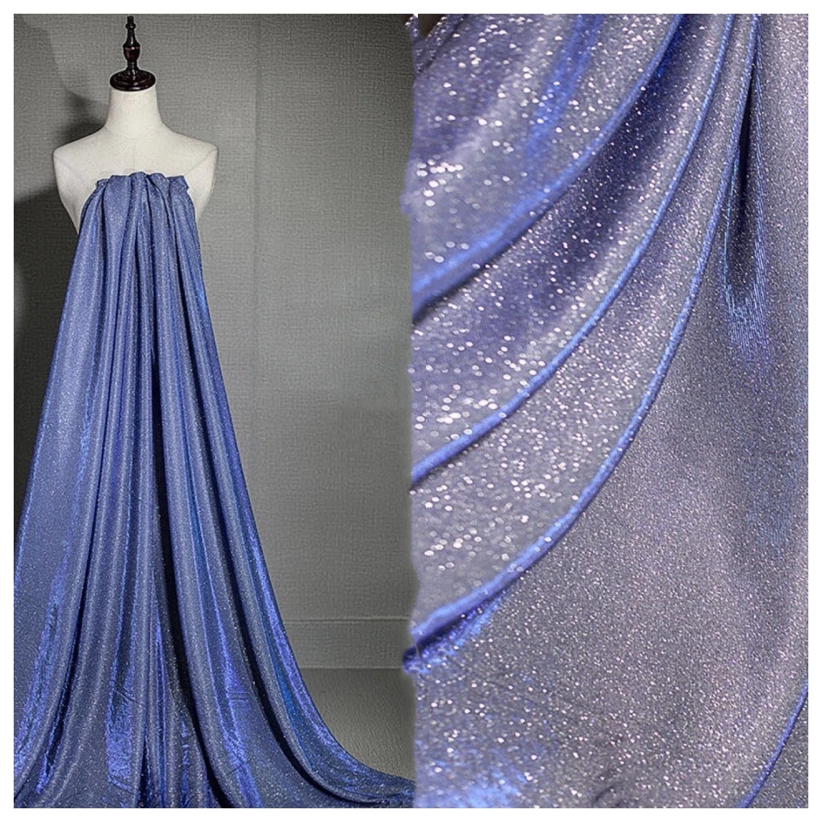 sparkling laser starry sky illusory color high gloss foil elastic silver gold metallic fabric for wedding/fashion dresses